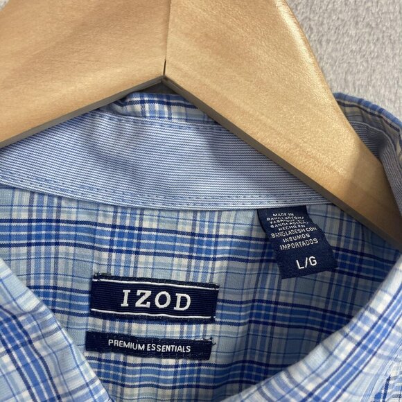 Lot of 2 Izod Button Up Shirt Mens Large Plaid Blue Yellow Heritage Tartan - Picture 15 of 16